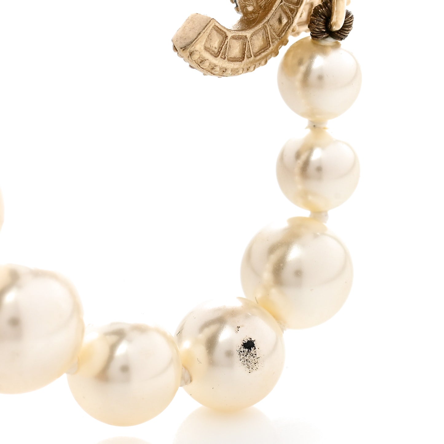 Graduated Pearl Crystal CC Bracelet Gold