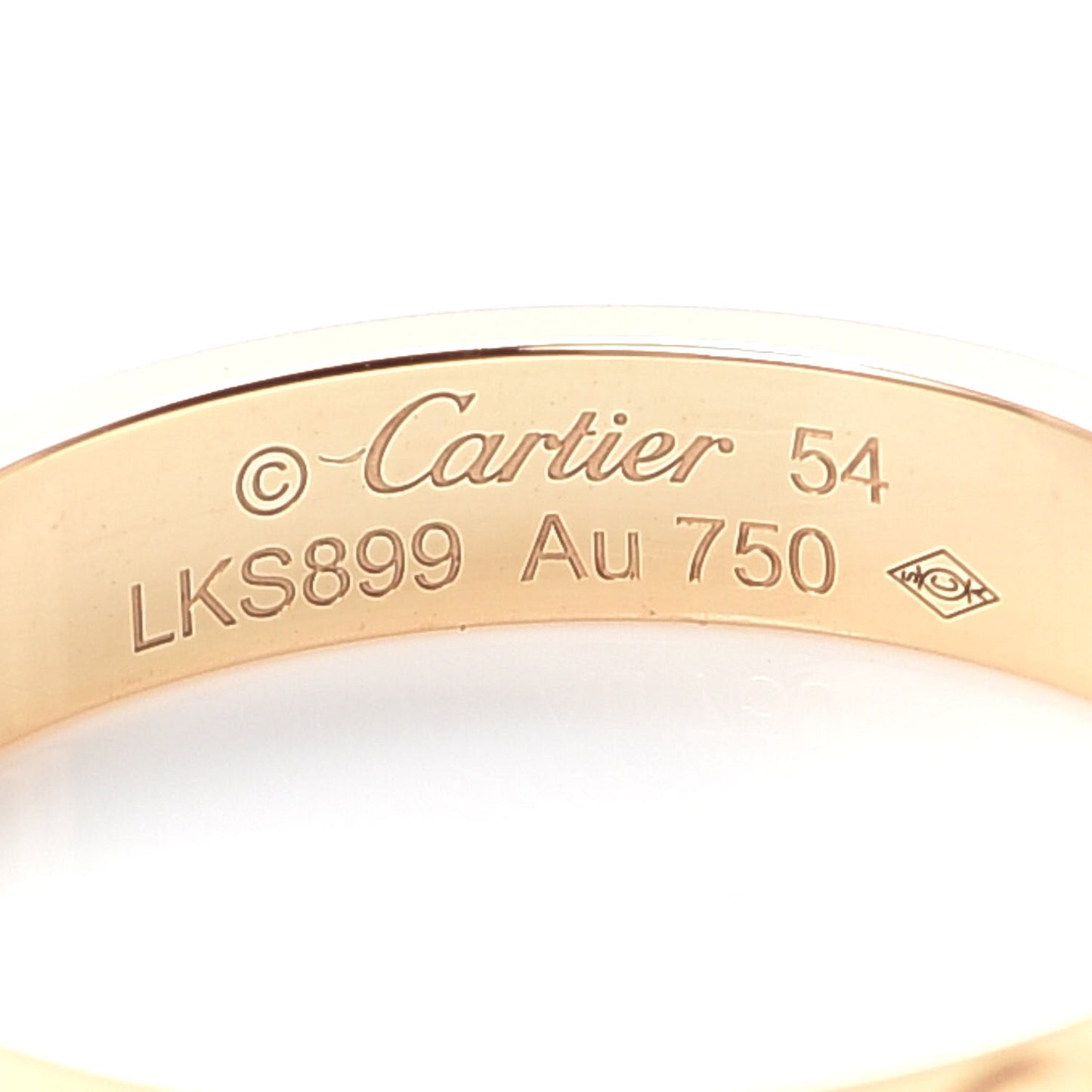 18K Yellow Gold 3.5mm LOVE Wedding Band Ring 54 6.75