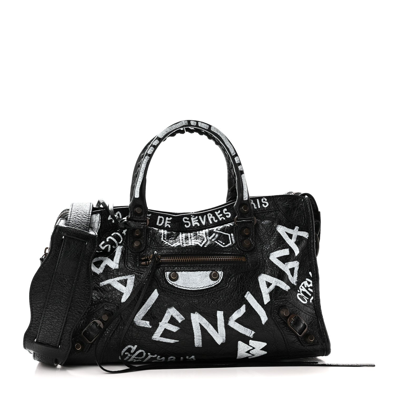 Balenciaga Agneau Classic Hardware Graffiti All Over S City Black Black 1 of 11