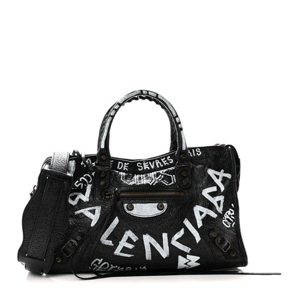 Balenciaga Agneau Classic Hardware Graffiti All Over S City Black Black 1 of 11
