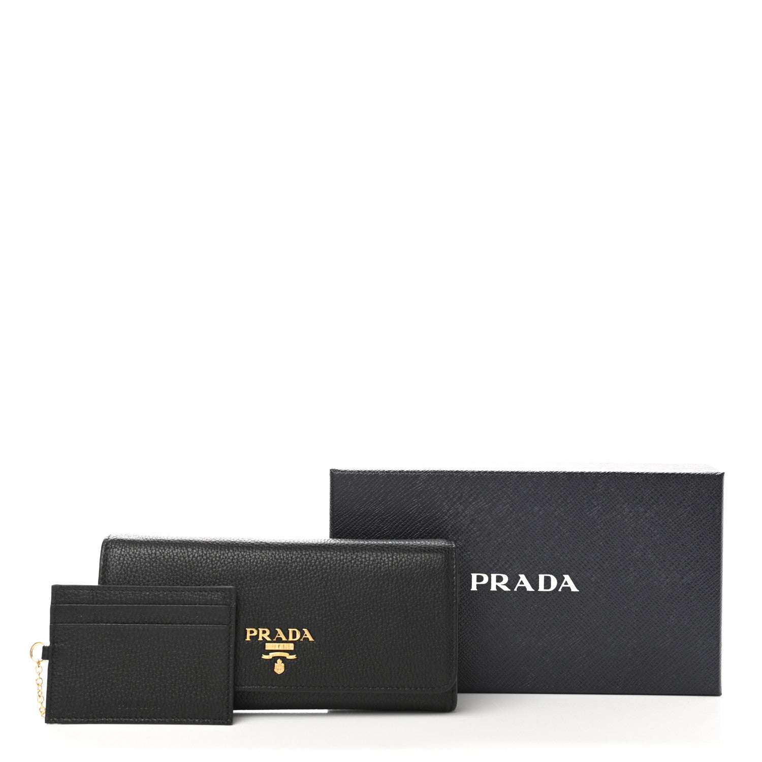 Prada Vitello Grain Continental Flap Wallet Black 8 of 8