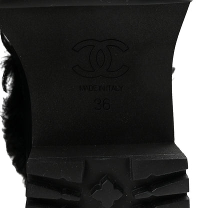 Chanel Shearling Lambskin Calfskin Patent Bow Short Boots 36 Black 7 of 10