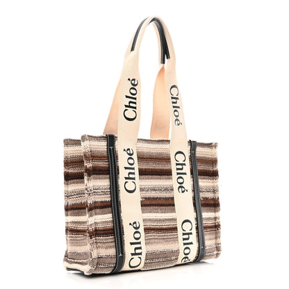 Chloe Knit Medium Woody Ribbon Tote Black Multicolor 3 of 10