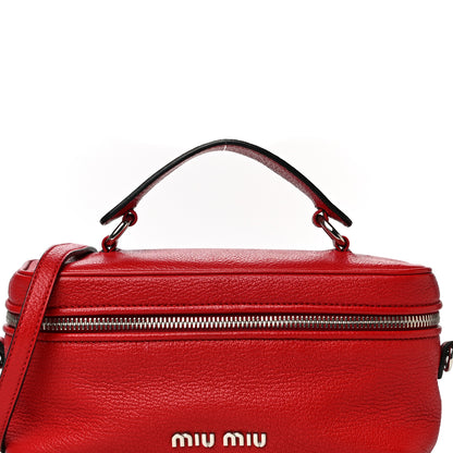 Miu Miu Goatskin Madras Top Handle Crossbody Red 8 of 12