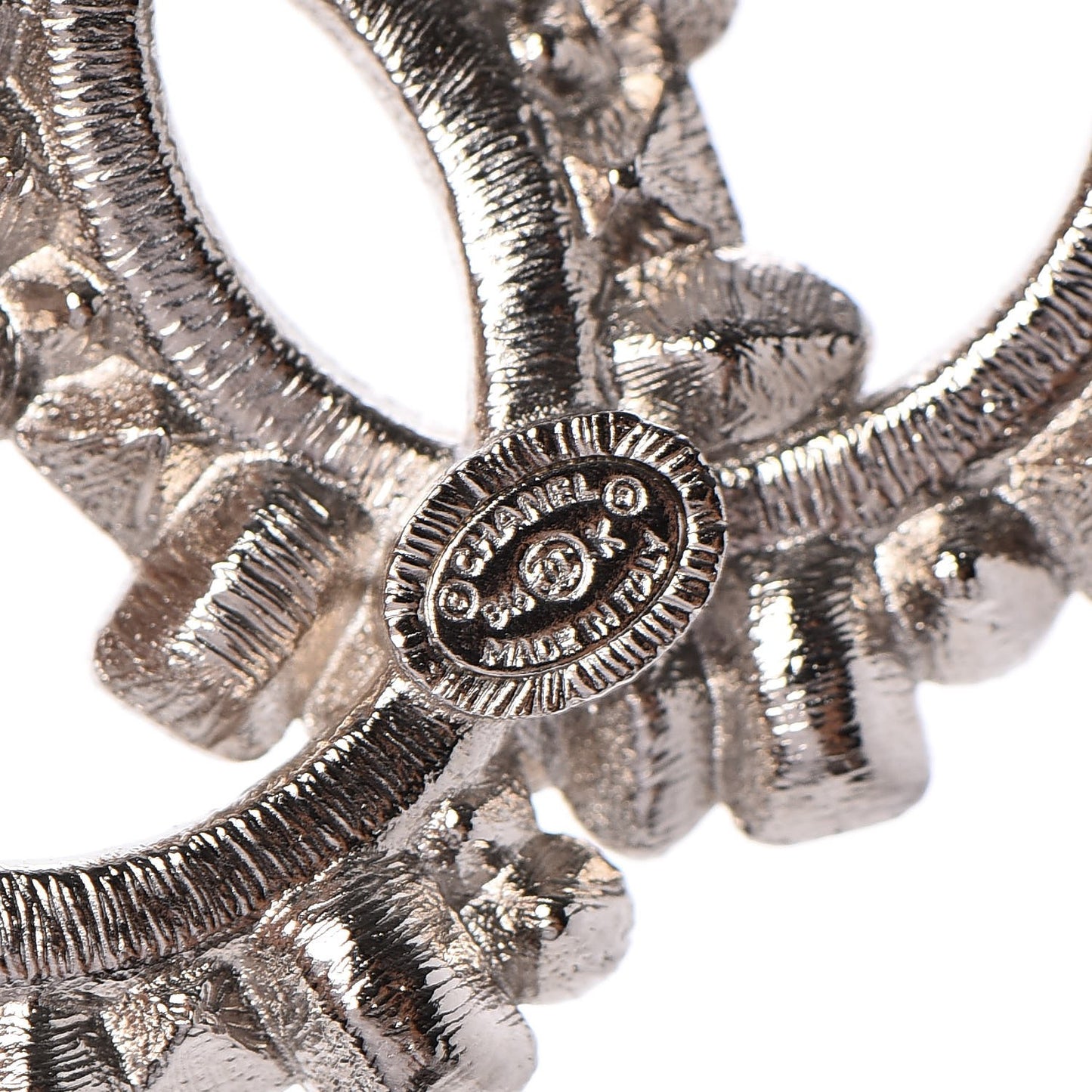 Baguette Crystal CC Brooch Silver Black