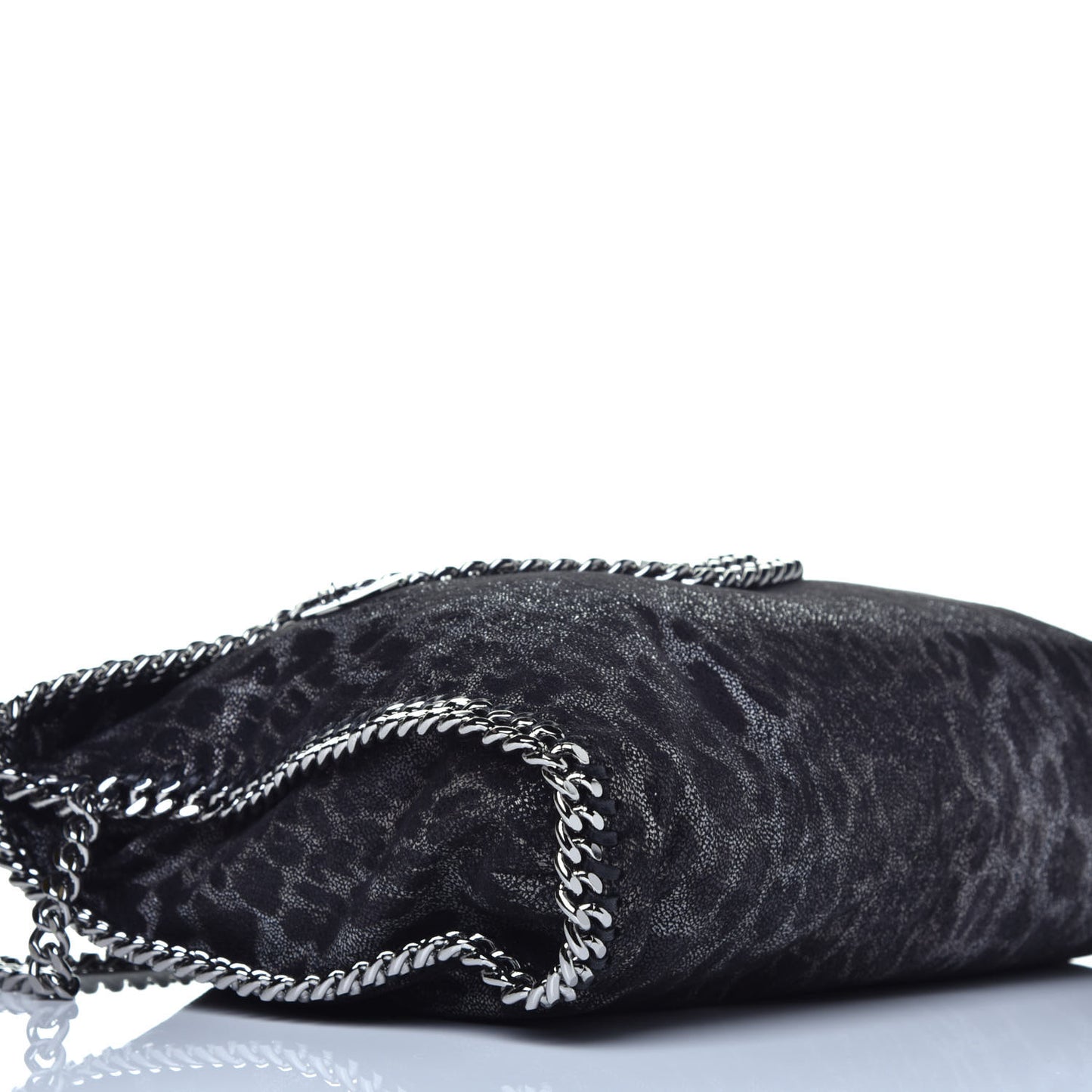 Shaggy Deer Leopard Print Falabella Fold Over Tote Grey
