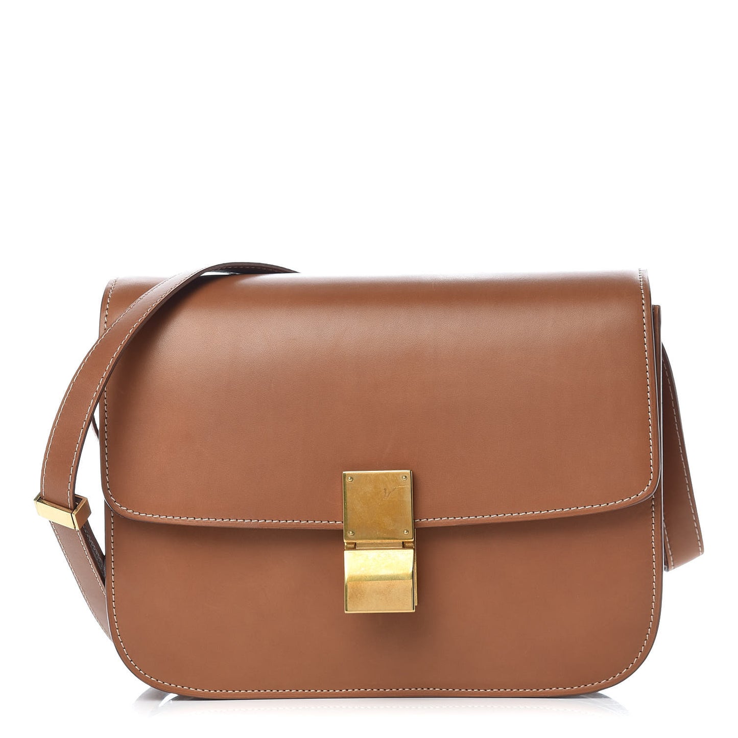 Smooth Calfskin Medium Classic Box Flap Bag Camel