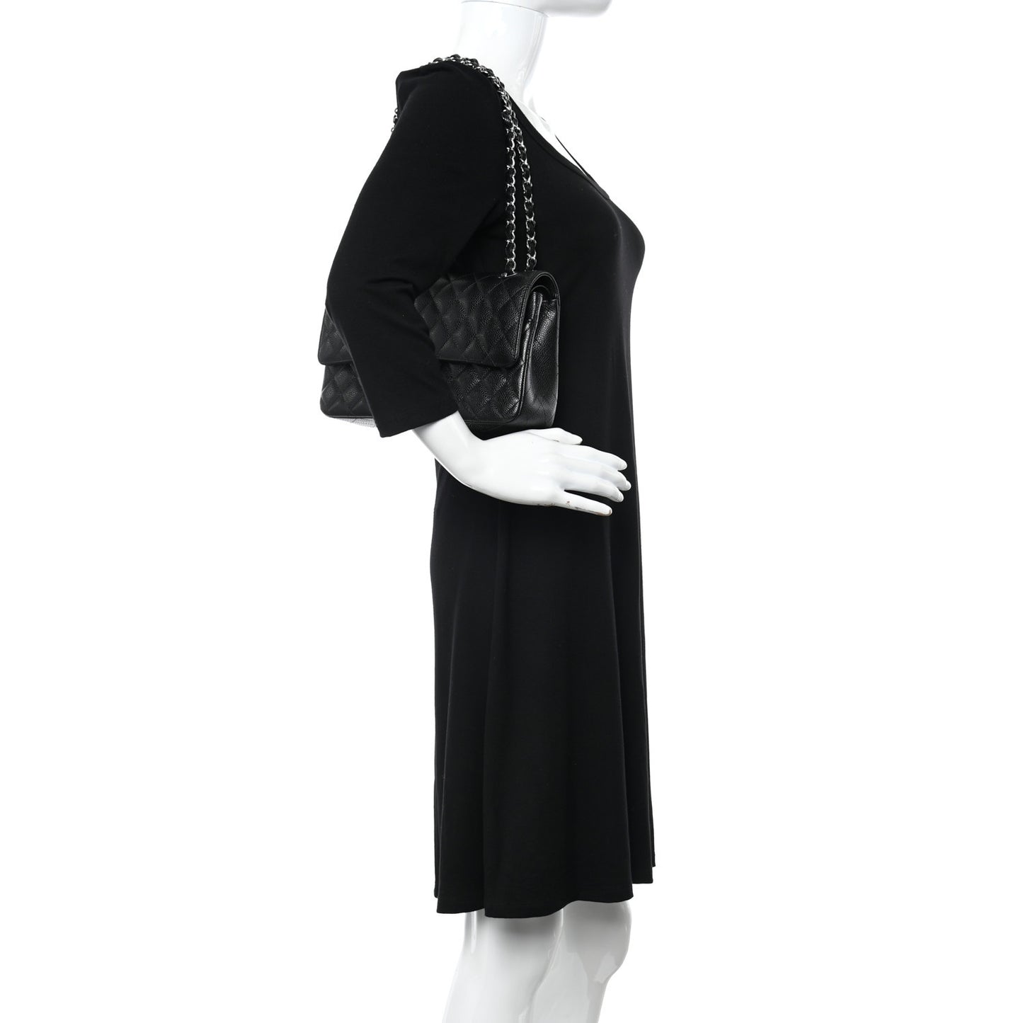 Caviar Quilted Medium Double Flap Black