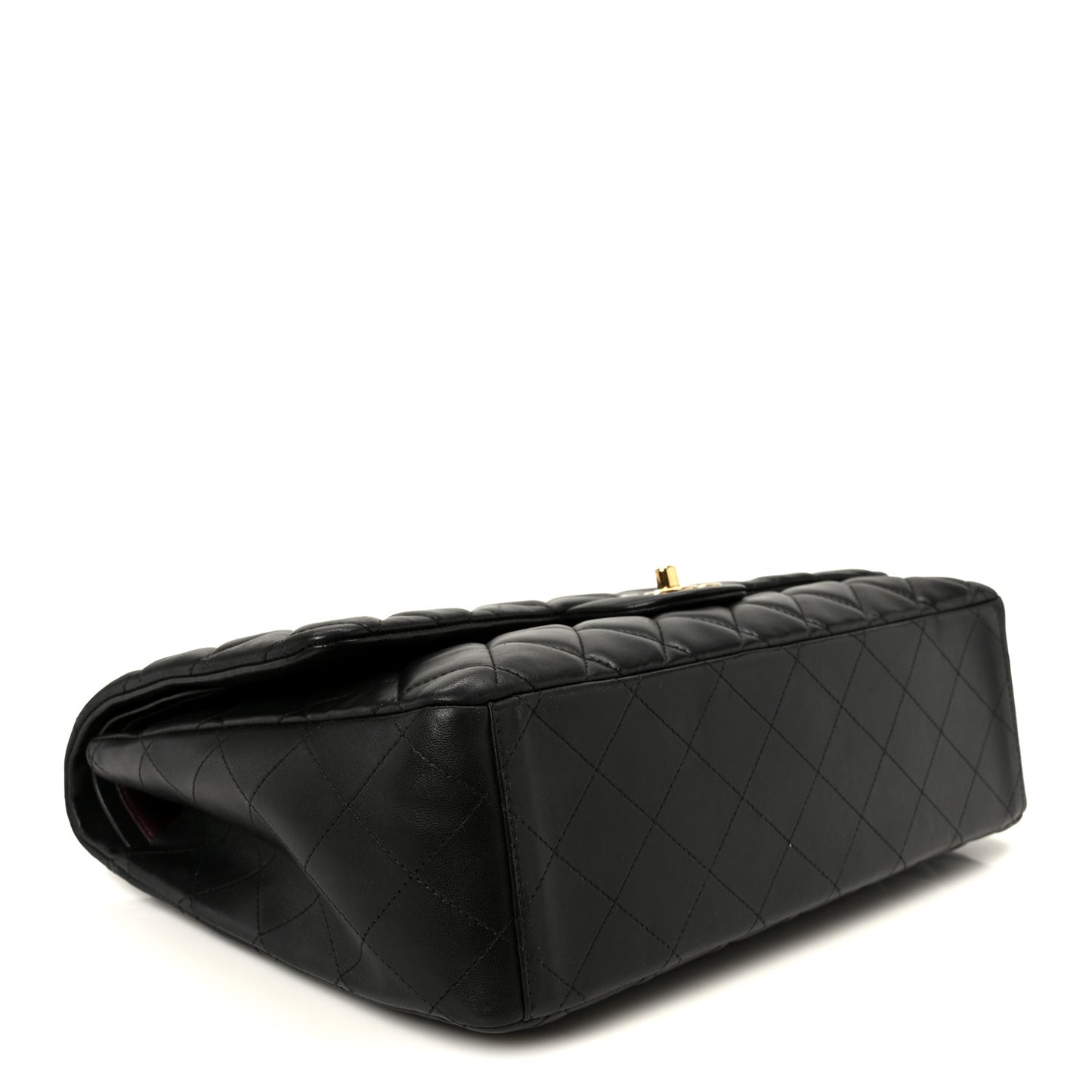 Lambskin Quilted Maxi Double Flap Black