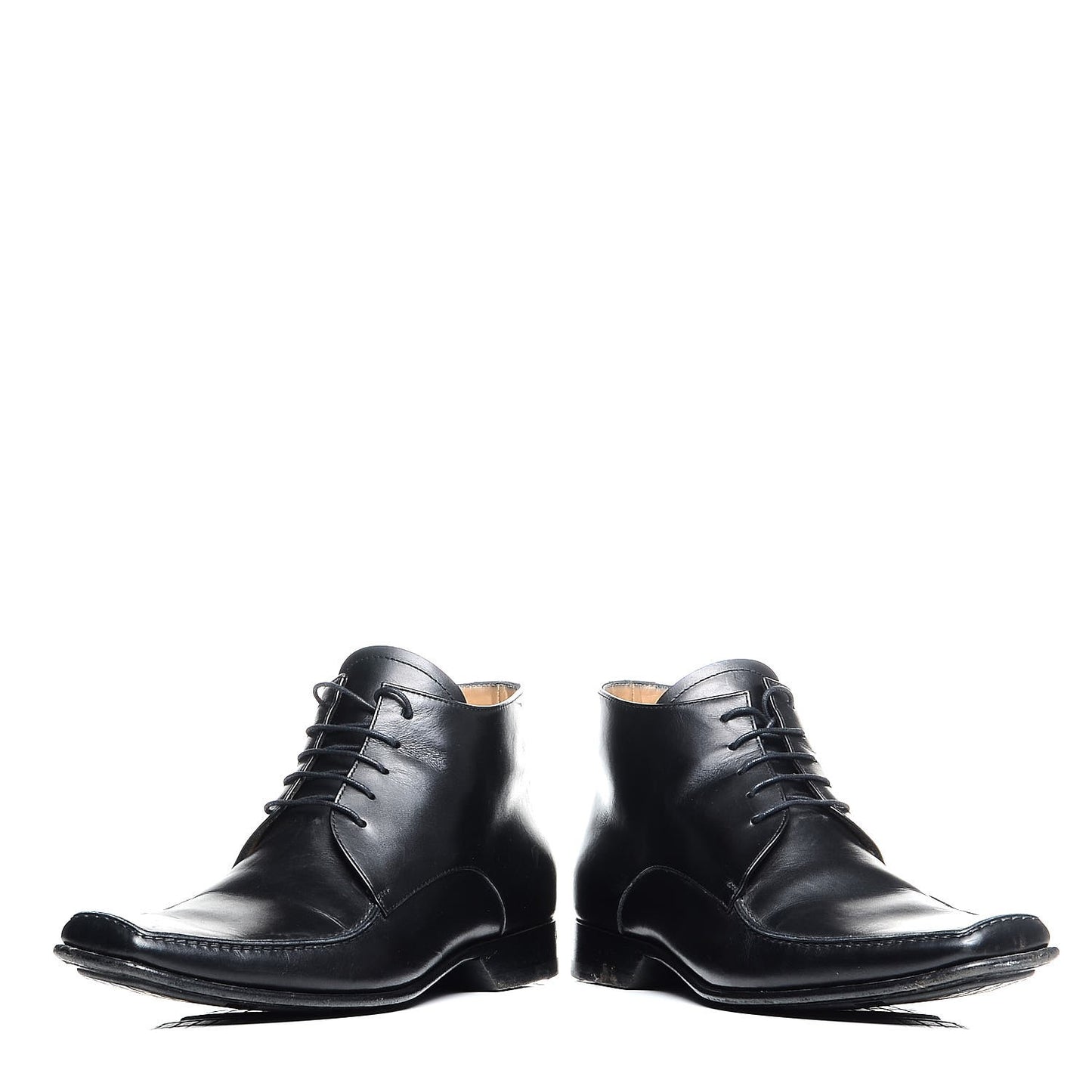 Calfskin Lace Up Ankle Boots 7 Black