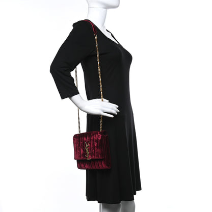 Saint Laurent Velvet Matelasse Vicky Chain Bag Burgundy 2 of 10