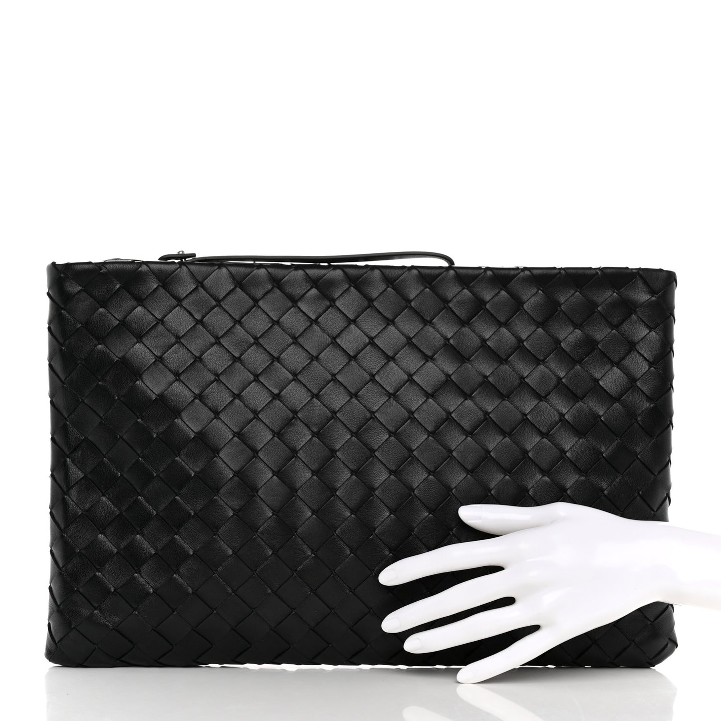 Nappa Intrecciato Zip Pouch Black