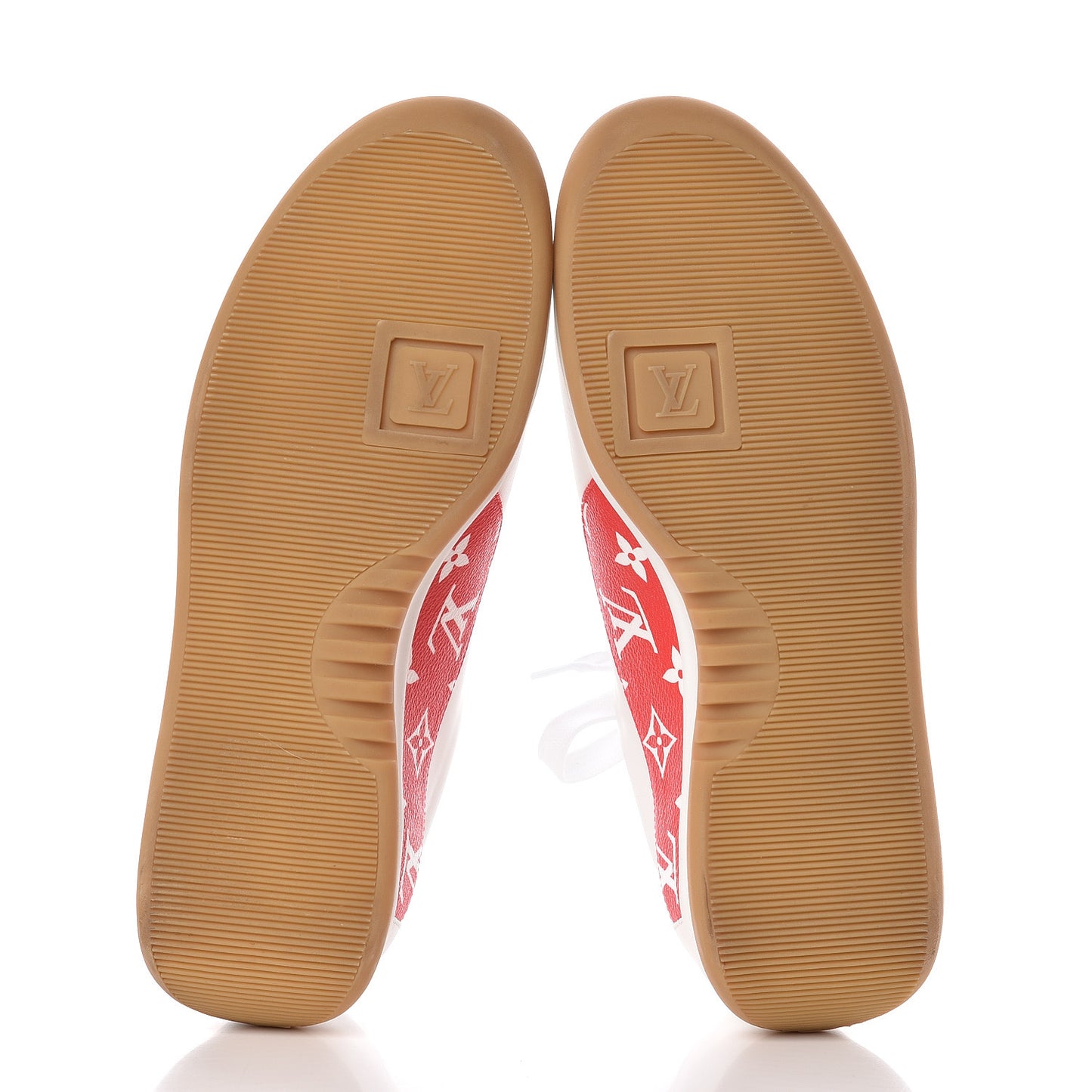 X SUPREME Calfskin Monogram Sneakers 9.5 White Red