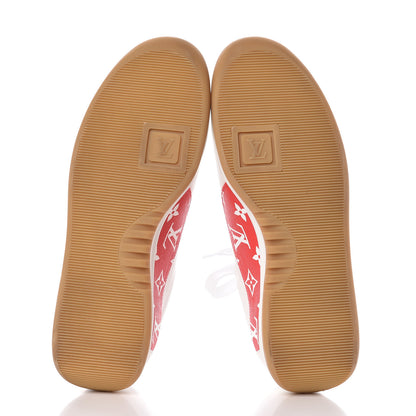 Louis Vuitton X SUPREME Calfskin Monogram Sneakers 9.5 White Red 5 of 8