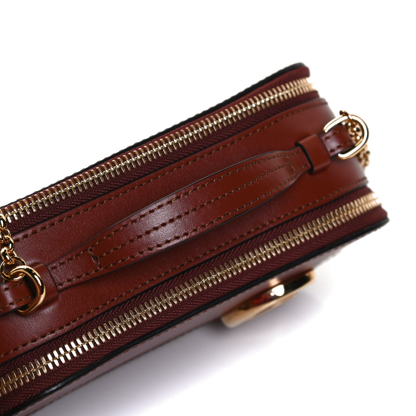 Shiny Calfskin Mini Vanity C Bag Sepia Brown