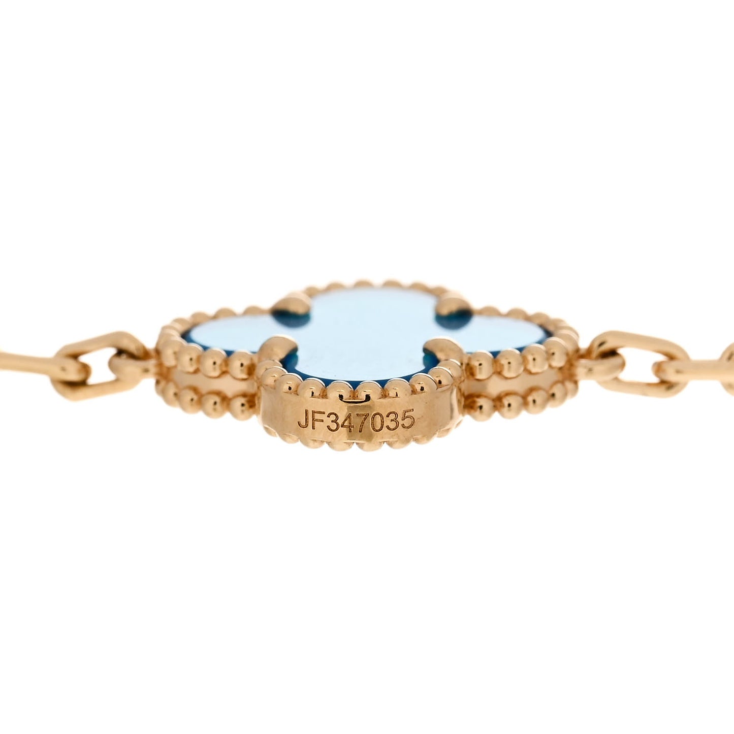18K Yellow Gold Blue Agate 5 Motifs Vintage Alhambra Bracelet