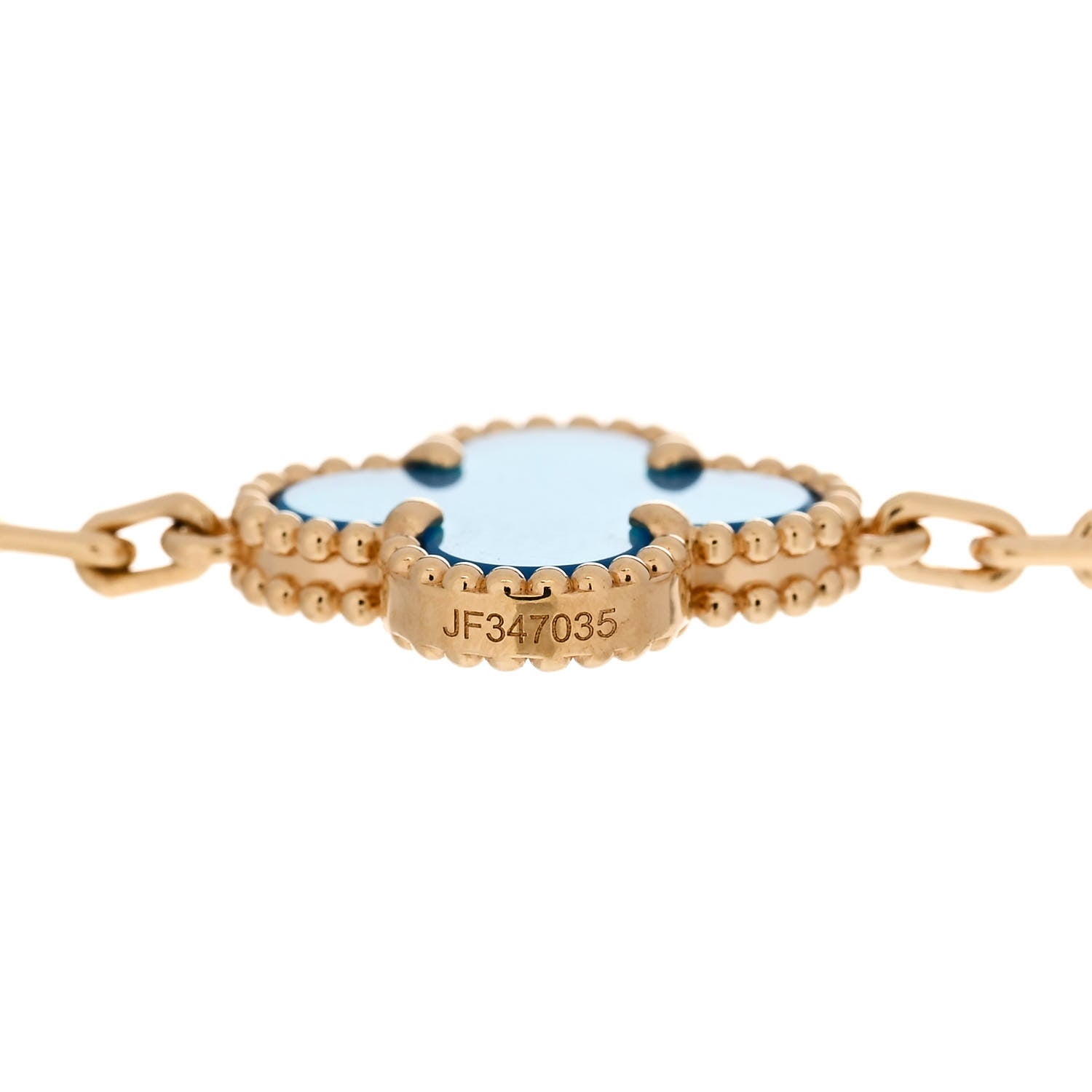 Van Cleef & Arpels 18K Yellow Gold Blue Agate 5 Motifs Vintage Alhambra Bracelet 4 of 5
