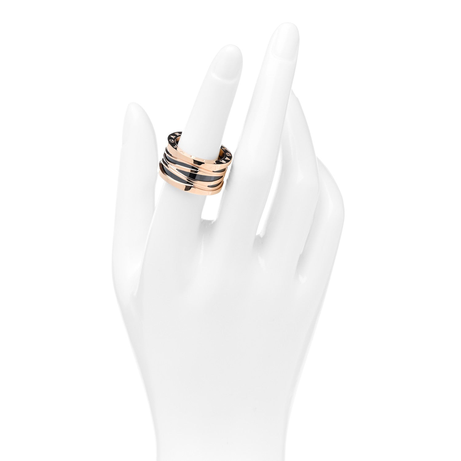 Bulgari 18K Rose Gold Black Ceramic B.Zero1 Legend Four-Band Ring 55 7.25 2 of 6