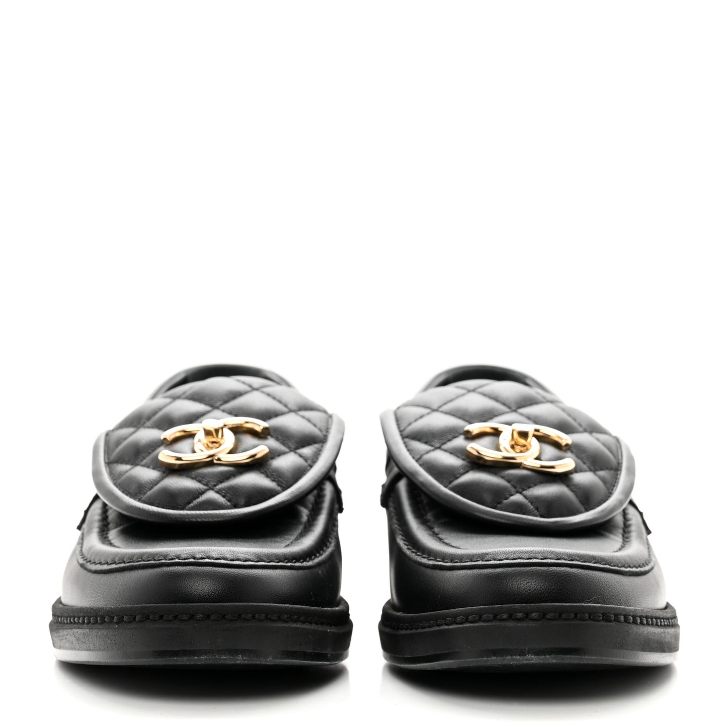 Lambskin Quilted CC Turnlock Loafers 38 Black