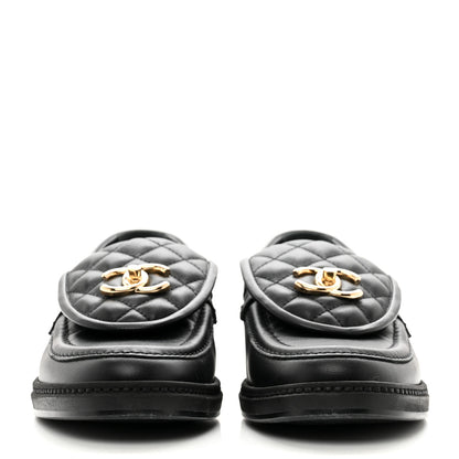 Chanel Lambskin Quilted CC Turnlock Loafers 38 Black 2 of 8