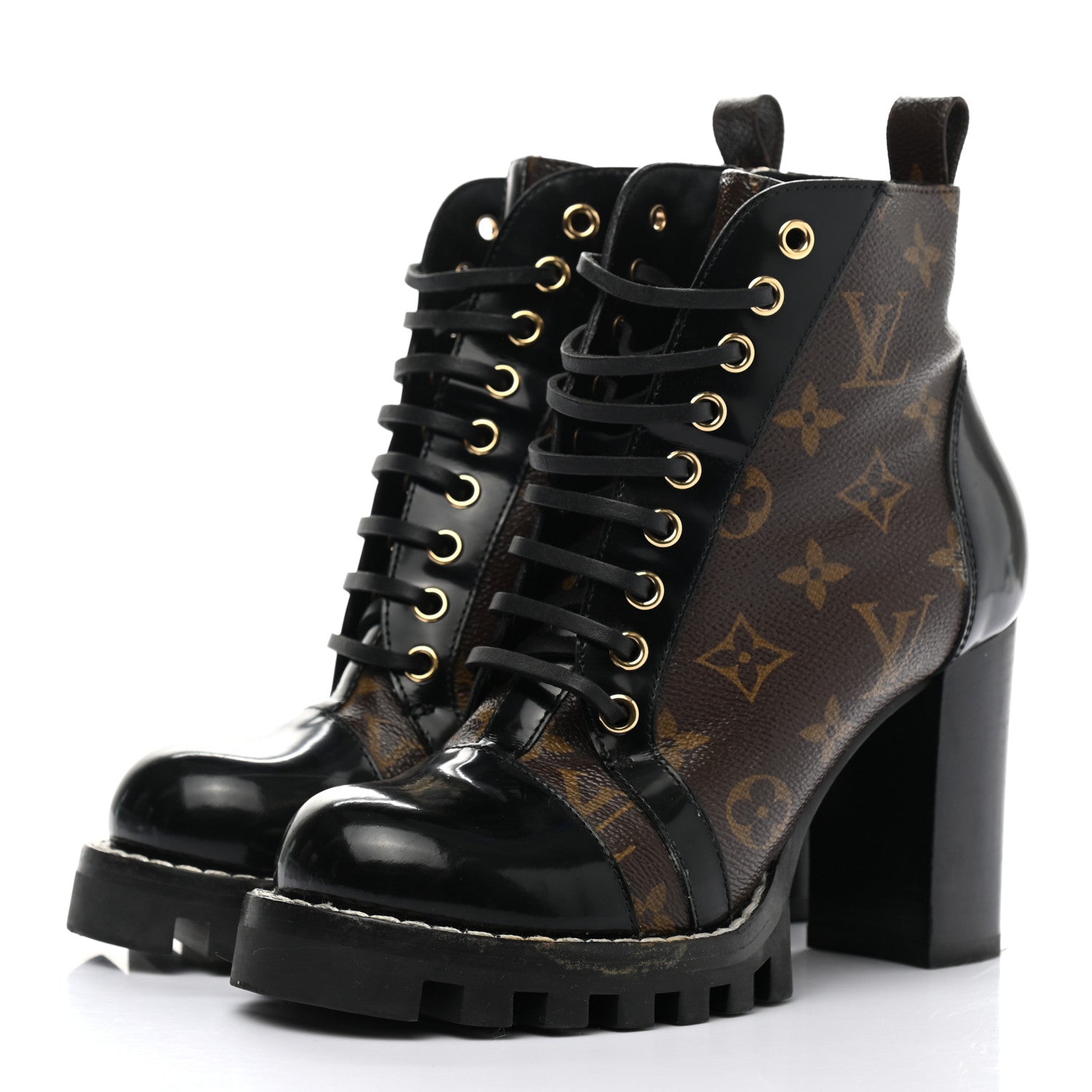 Louis Vuitton Patent Calfskin Monogram Star Trail Ankle Boots 36.5 Black 3 of 14