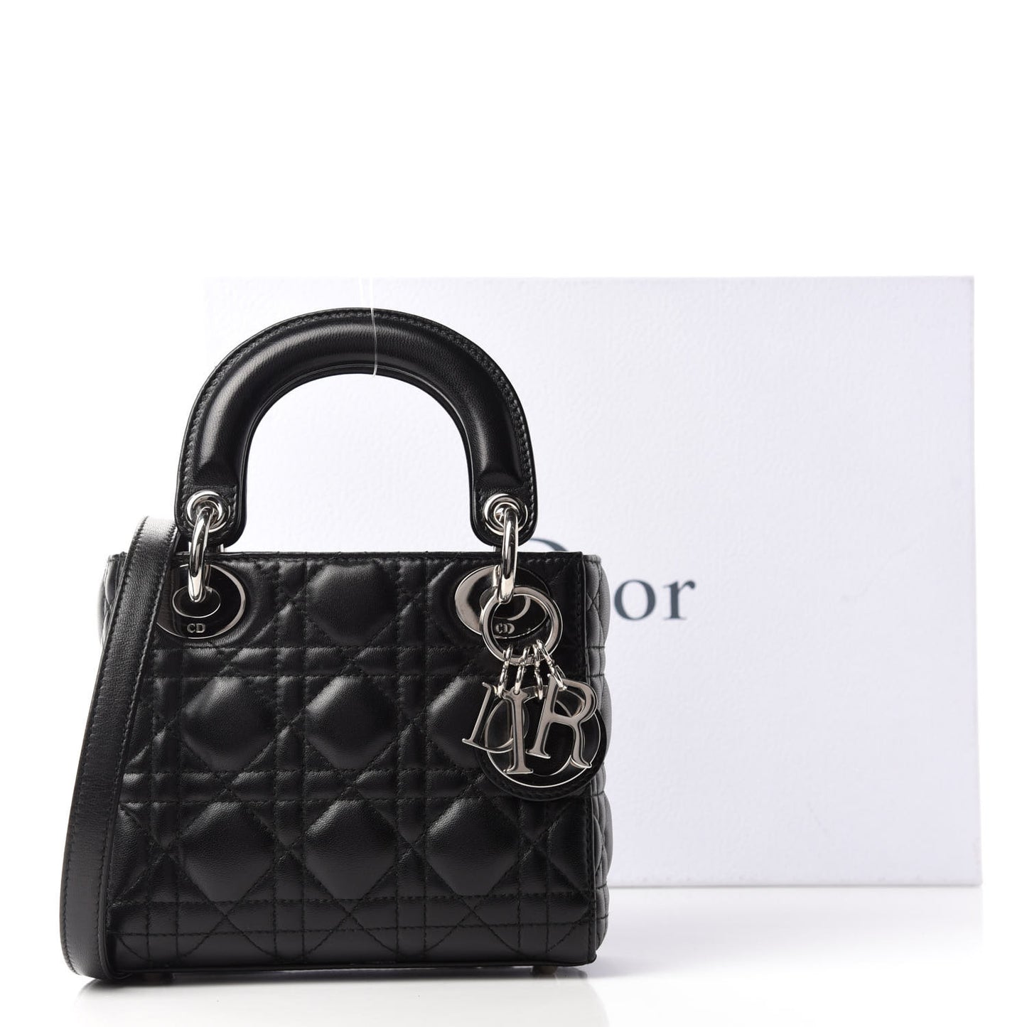 Lambskin Cannage Mini Lady Dior Black