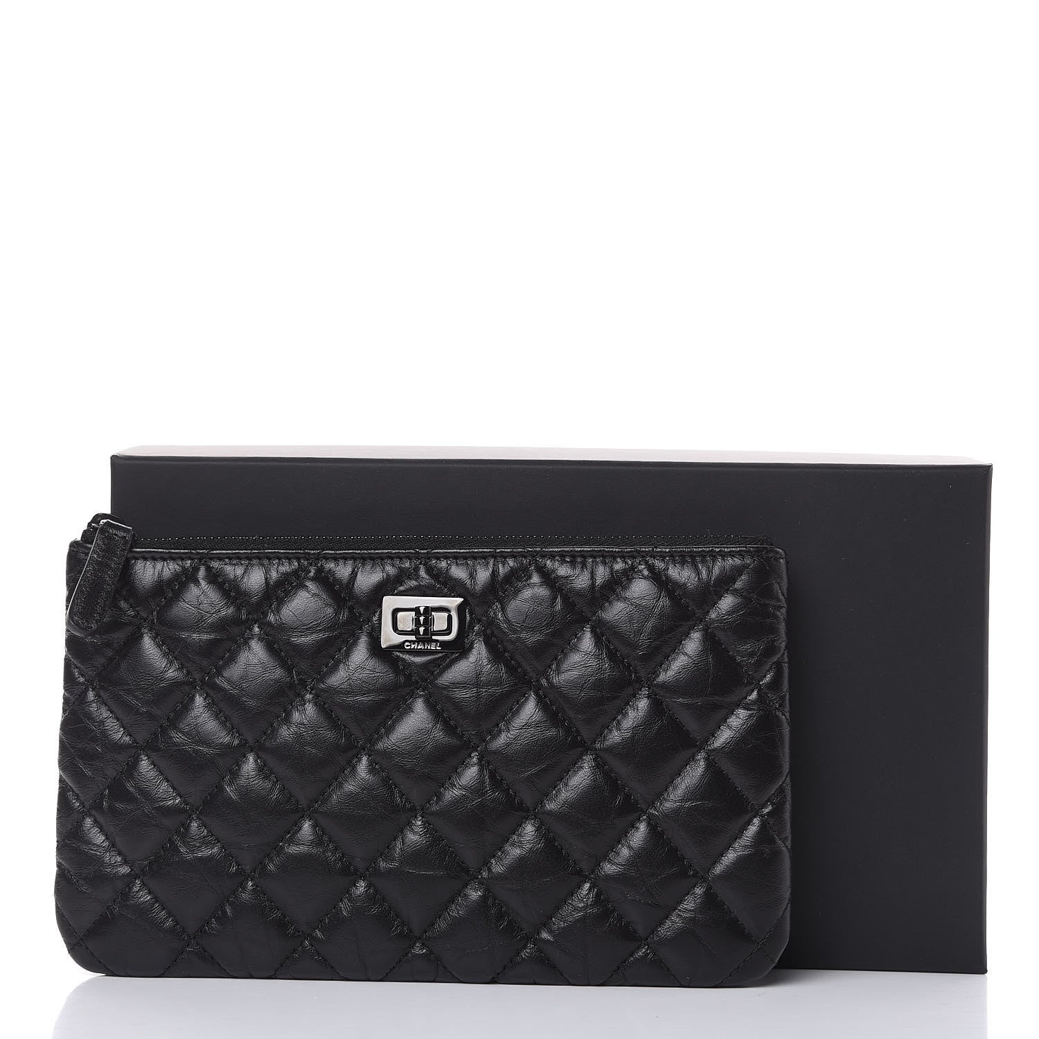 Chanel Aged Calfskin Quilted Medium Reissue Cosmetic Case So Black 8 of 8