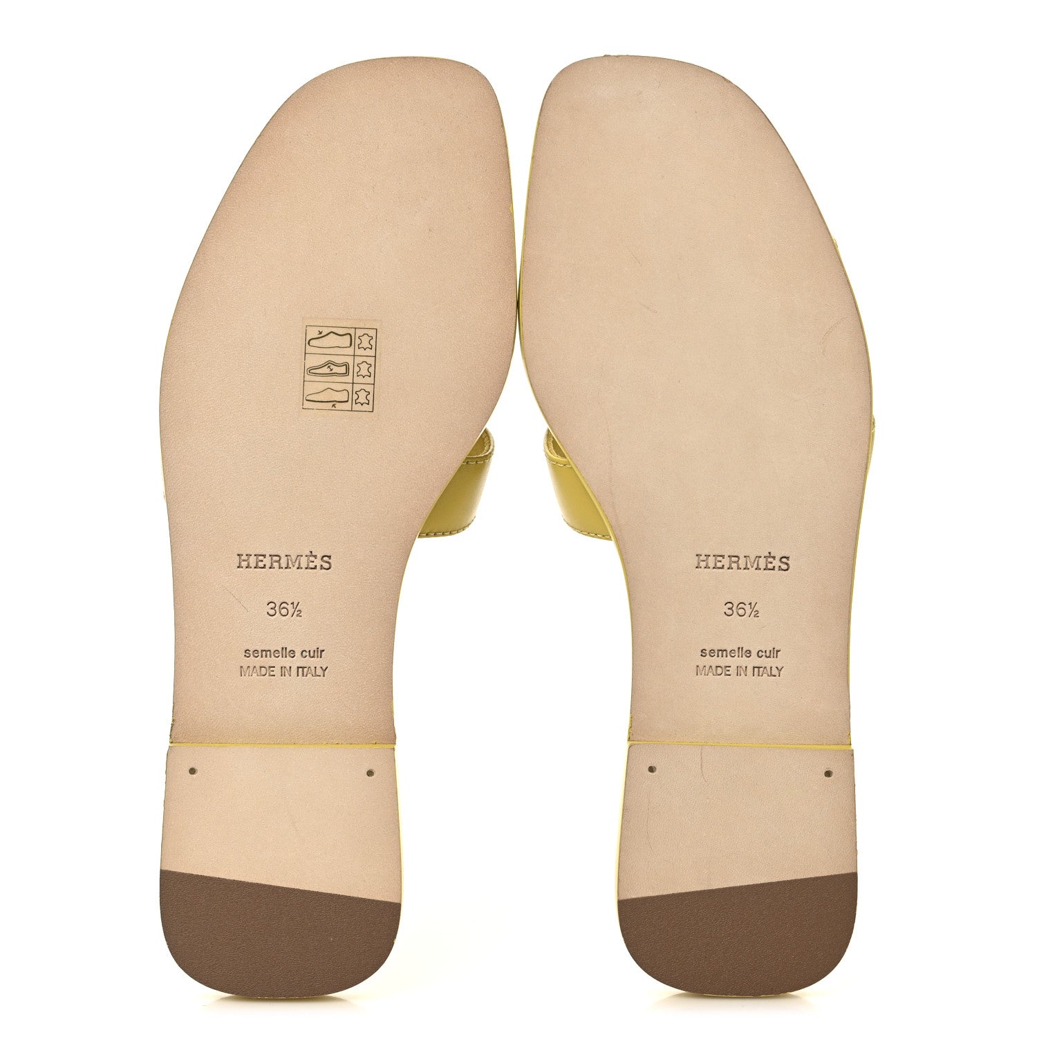Hermes Box Calfskin Oran Sandals 36.5 Jaune Citron 6 of 9