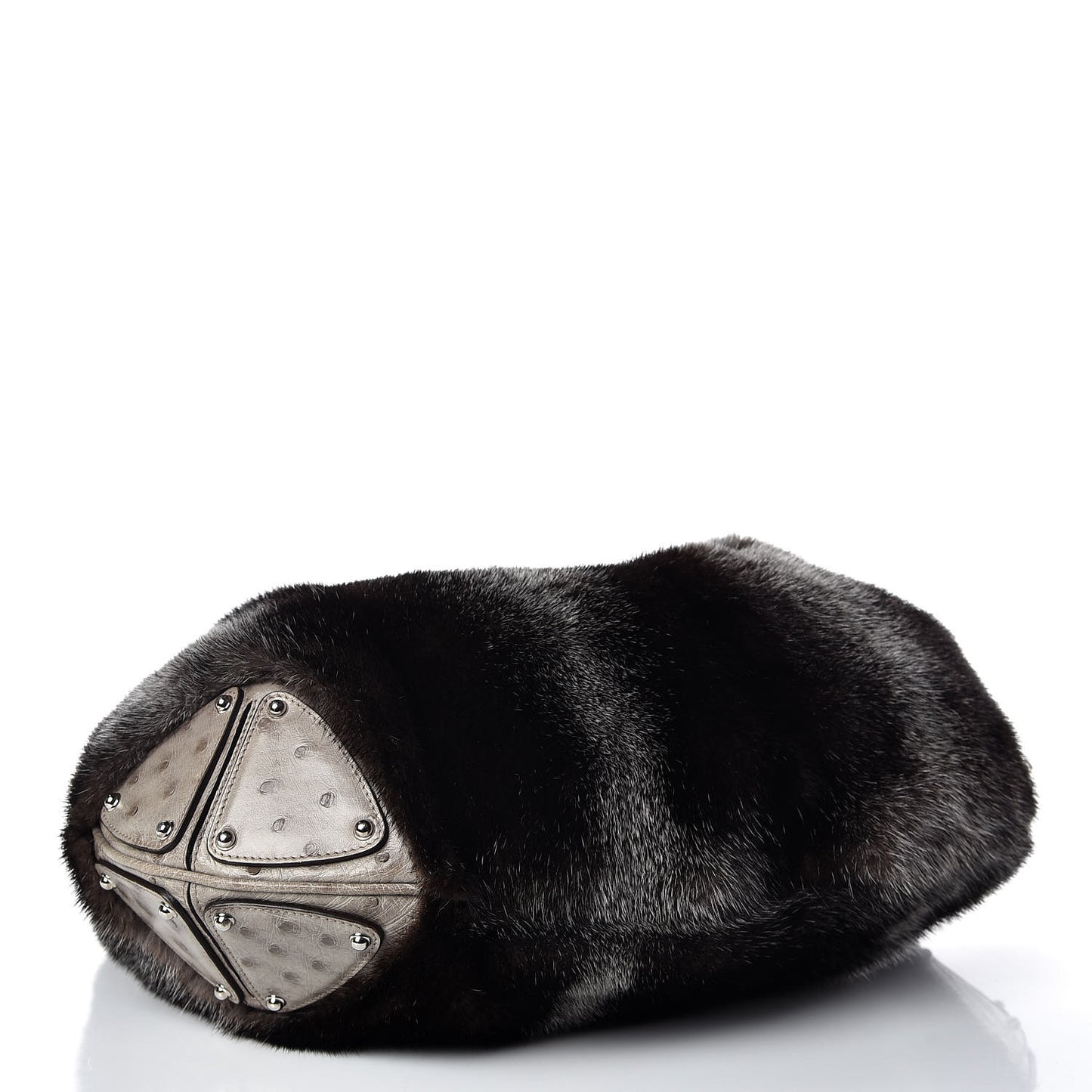 Mink Fur Ostrich Large Indy Hobo Grey