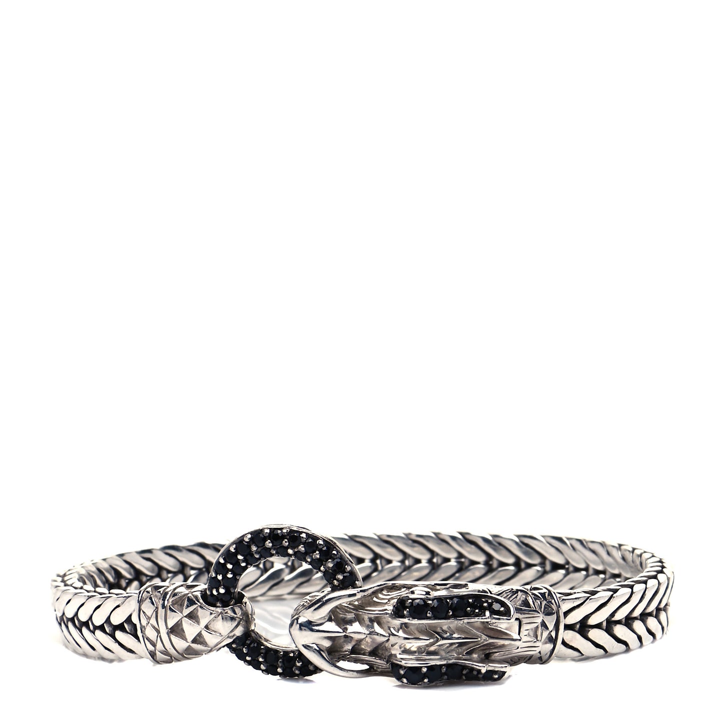 Sterling Silver Black Sapphire Legends Naga Station Bracelet