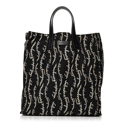 Salvatore Ferragamo Nylon All Over Printed Logo Tote Black 2 of 14