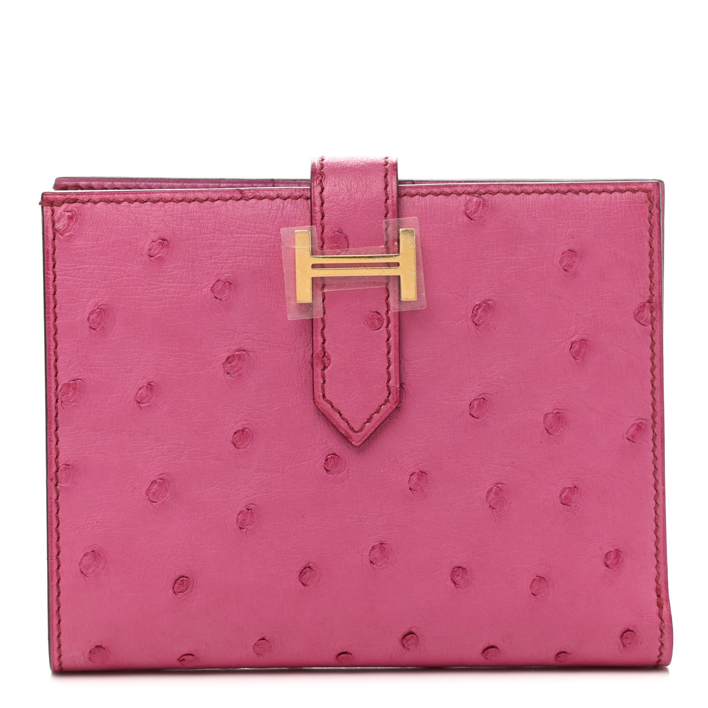 Ostrich Bearn Compact Wallet Fuchsia