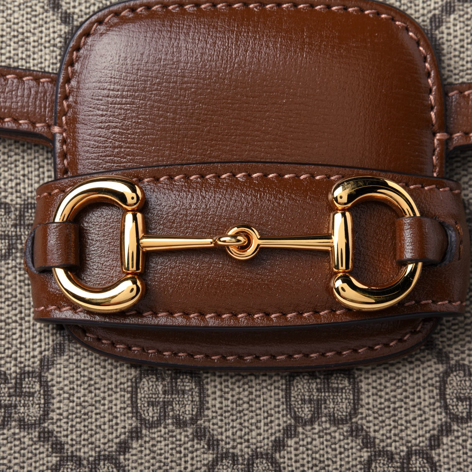 Gucci GG Supreme Monogram Web Mini Horsebit 1955 Shoulder Bag Beige Brown Sugar 4 of 4