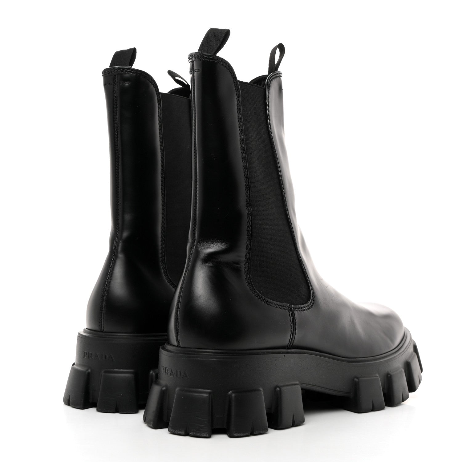 Prada Spazzolato Rois Mens Monolith Chelsea 55mm Tall Boots 11 Black 4 of 8