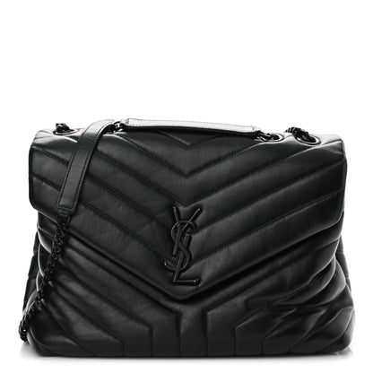 Saint Laurent Calfskin Y Quilted Monogram Medium Loulou Chain Satchel Black 1 of 8