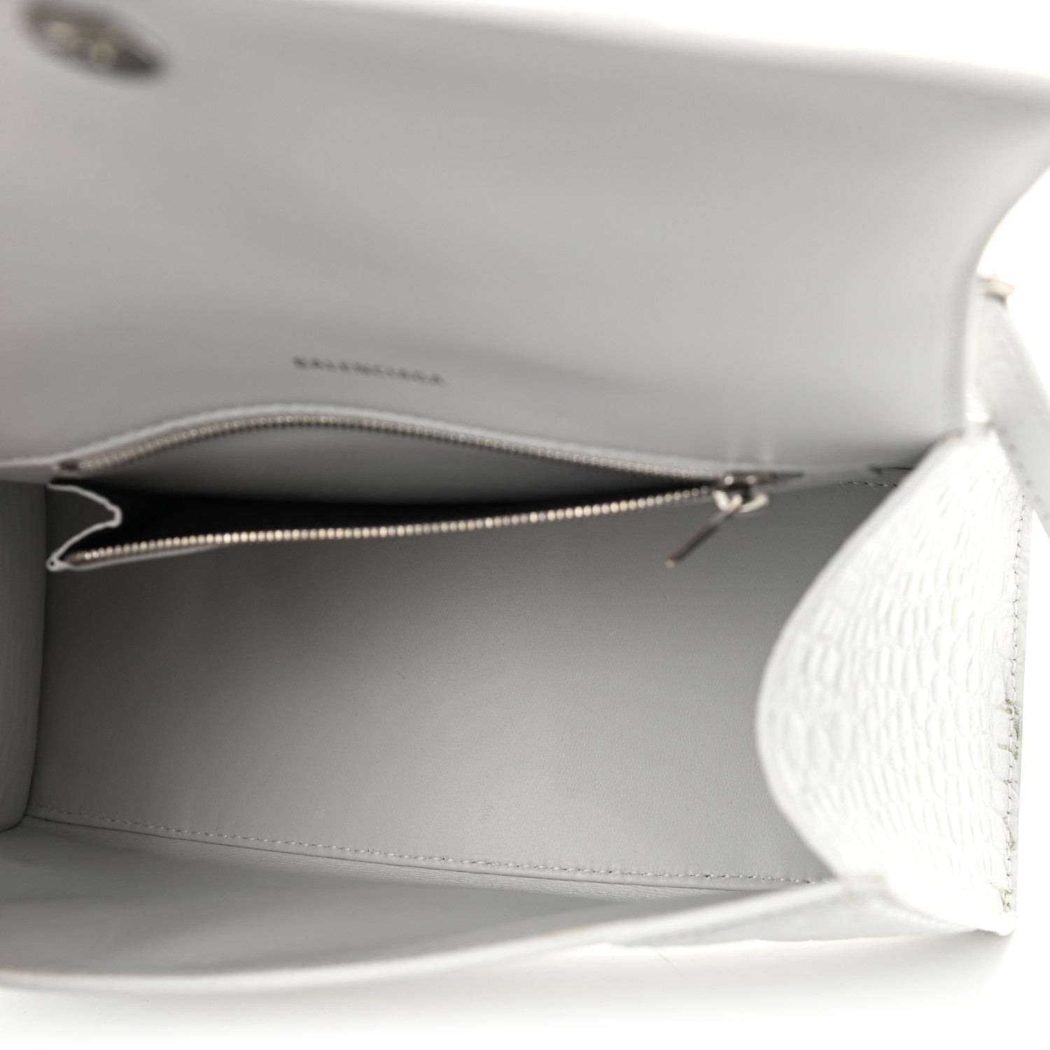 Balenciaga Calfskin Crocodile Embossed Small Hourglass Top Handle Bag White 5 of 11