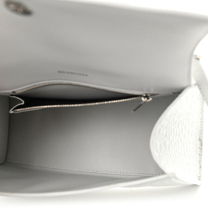 Balenciaga Calfskin Crocodile Embossed Small Hourglass Top Handle Bag White 5 of 11