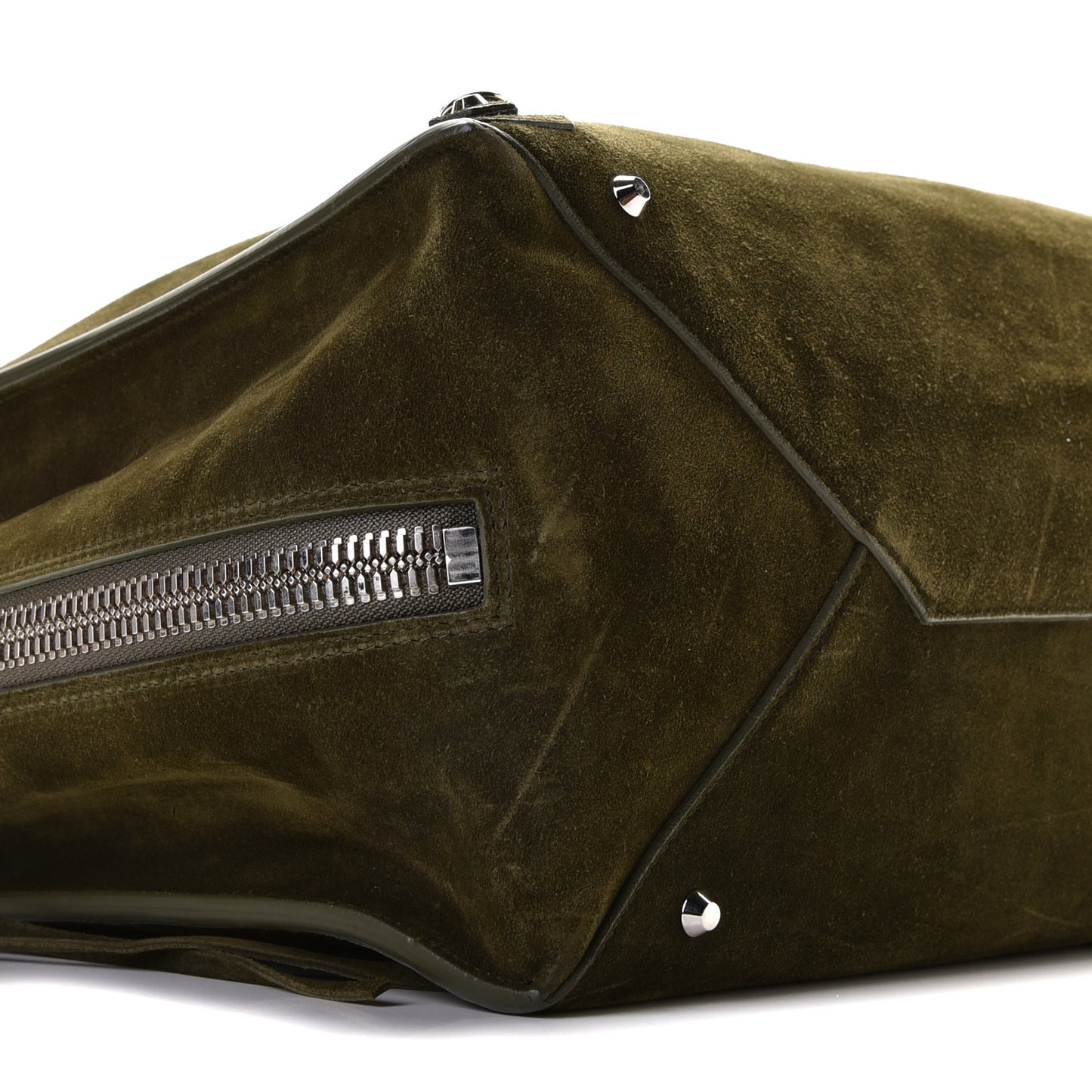Baby Daim Suede Papier A4 Zip Around Tote Vert Militaire