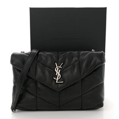 Saint Laurent Lambskin Quilted Toy Loulou Puffer Monogram Chain Satchel Black 11 of 11