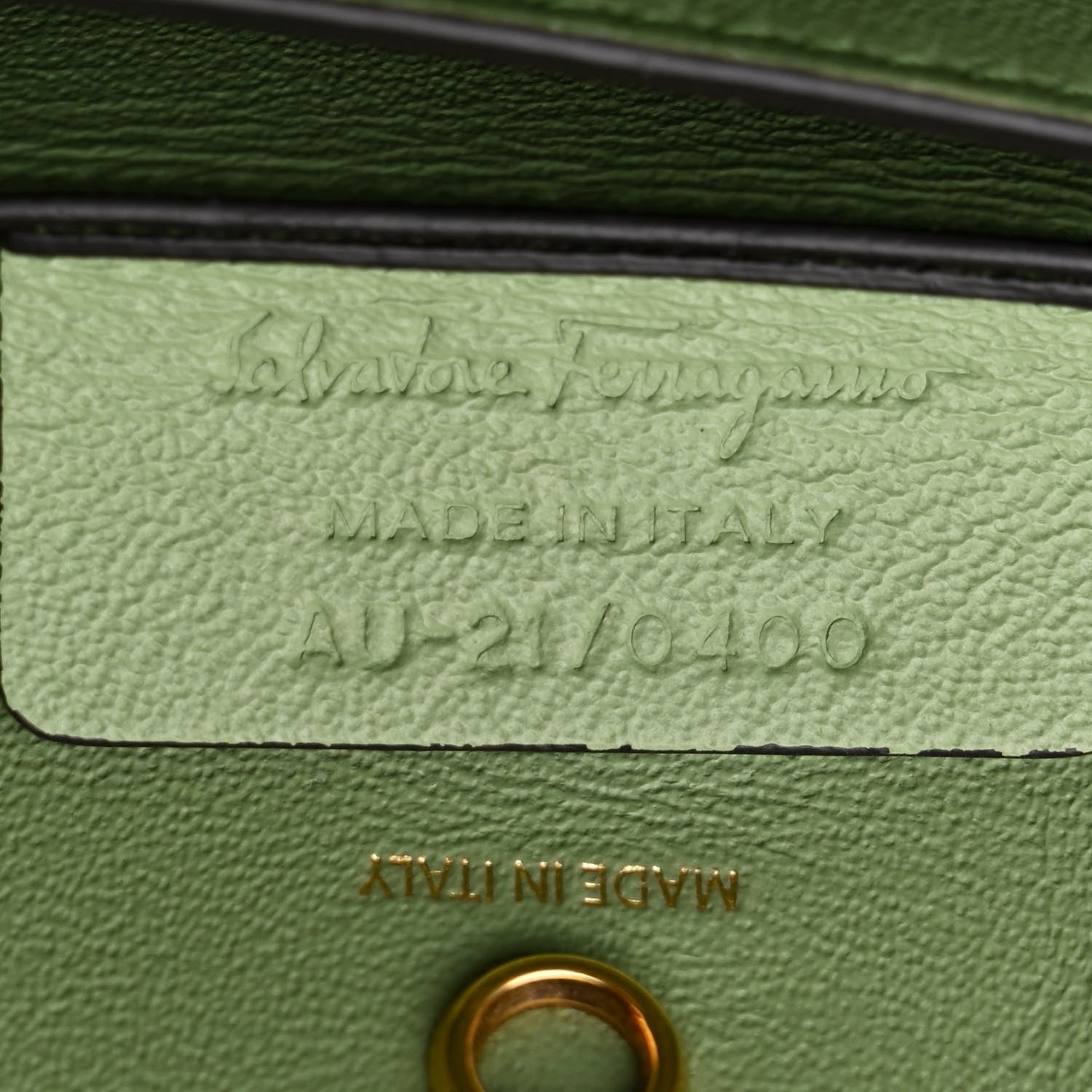 Salvatore Ferragamo Calfskin Gancini Large Trifolio Top Handle Bag Sage Green 8 of 11