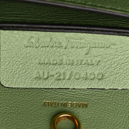 Salvatore Ferragamo Calfskin Gancini Large Trifolio Top Handle Bag Sage Green 8 of 11