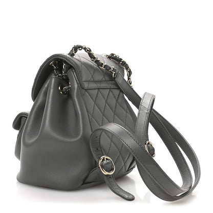 Chanel Lambskin Quilted Small Duma Drawstring Backpack Grey 3 of 10