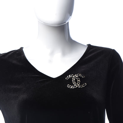 Chanel Lambskin Chain CC Brooch Black Gold 2 of 5