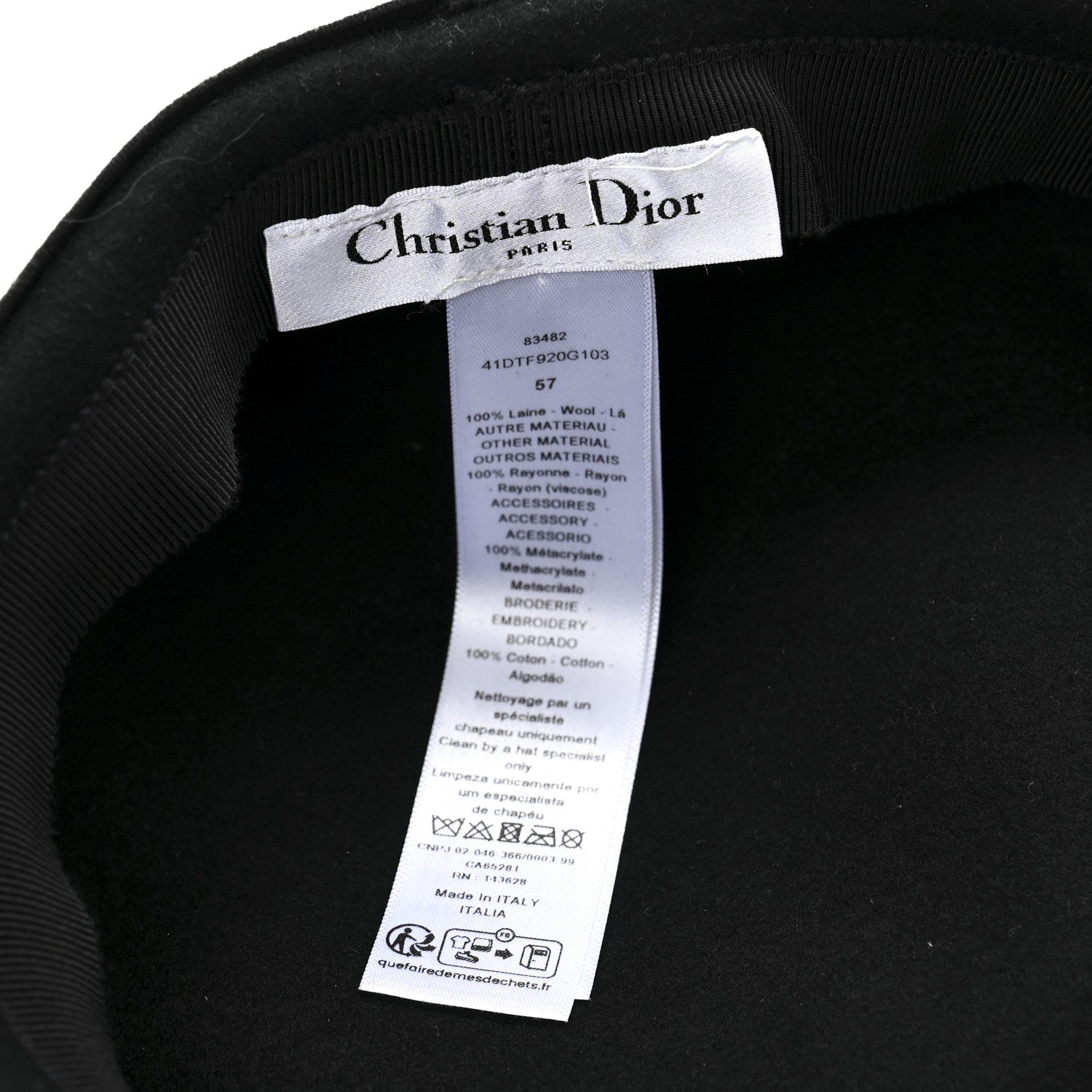Christian Dior Wool Felt Cap 57 Black 8 of 9