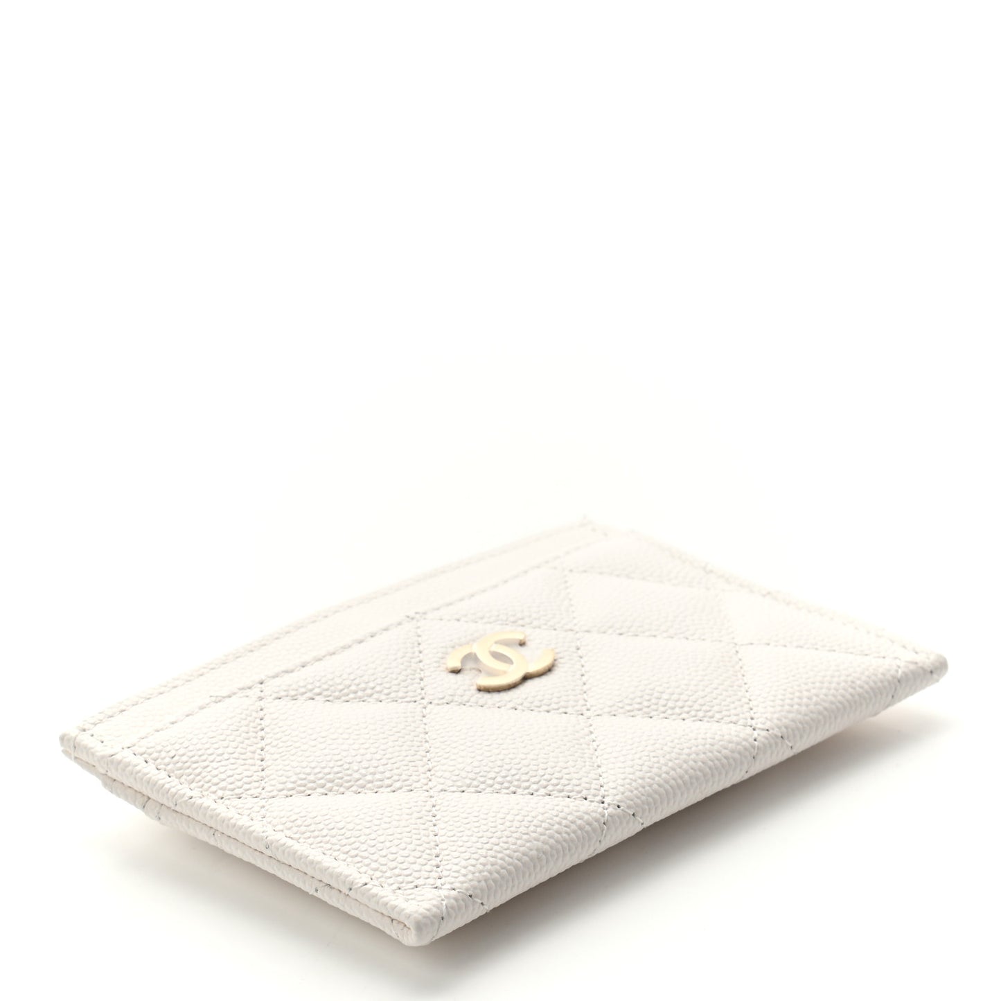 Caviar Quilted Card Holder White
