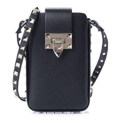 Valentino Garavani Grained Calfskin Rockstud Crossbody Phone Case Black 1 of 8