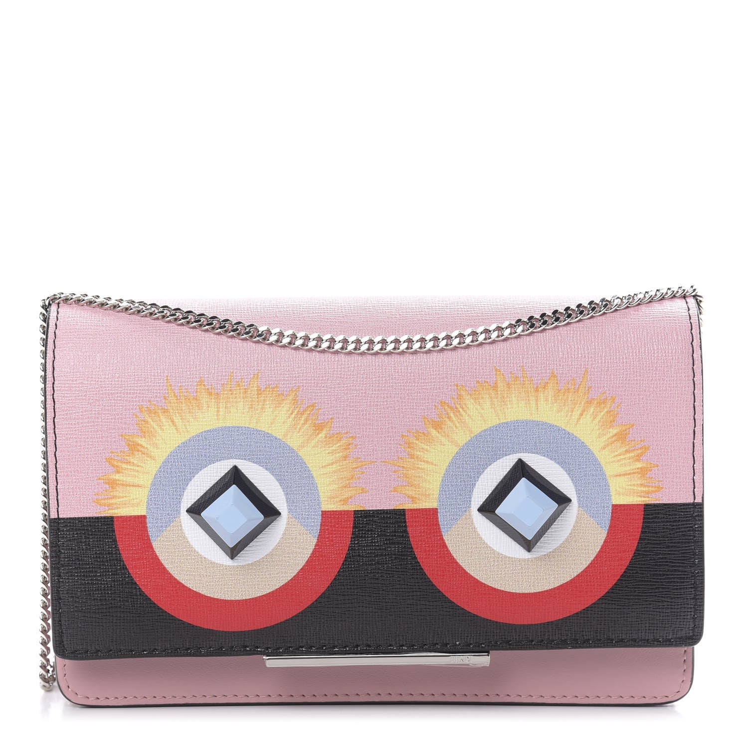 Fendi Vitello Elite Century Hypnoteyes Studded Tube Wallet On Chain Bubblegum Multicolor 1 of 12