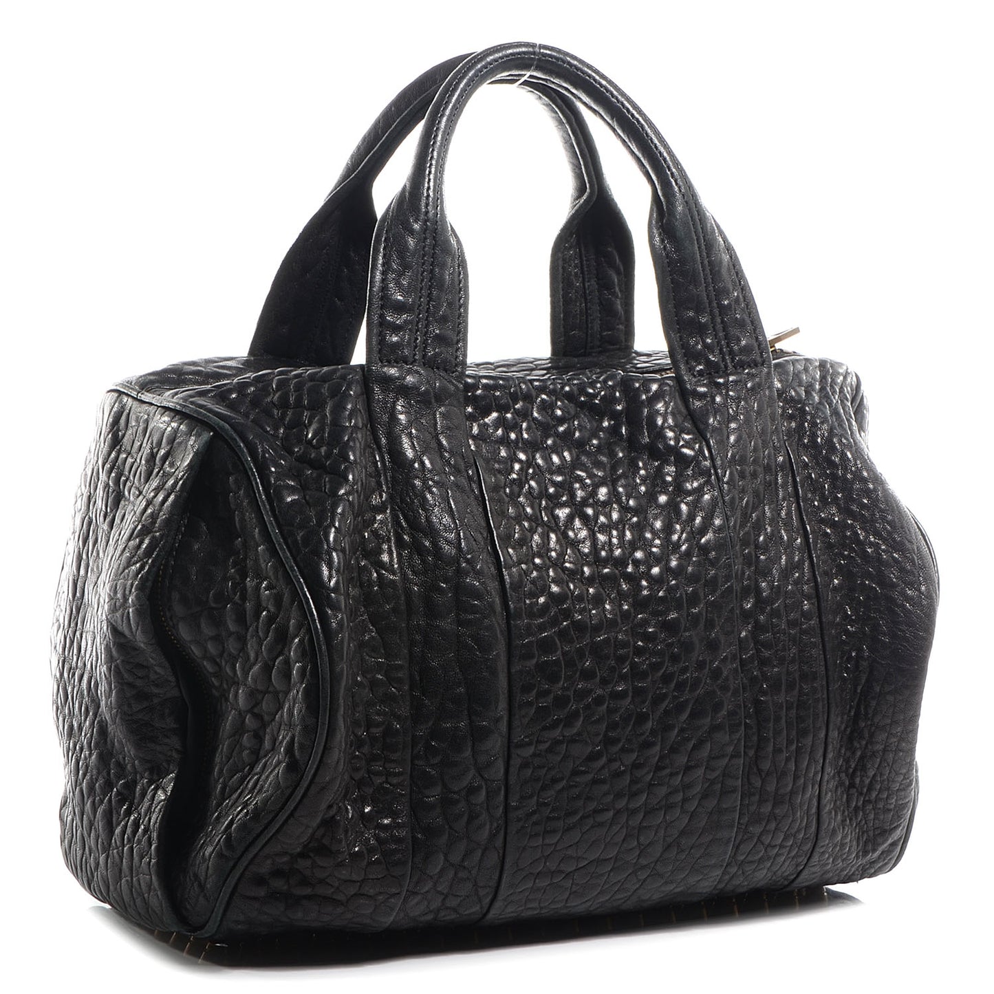 Pebbled Lambskin Rocco Black Antique Brass Hardware