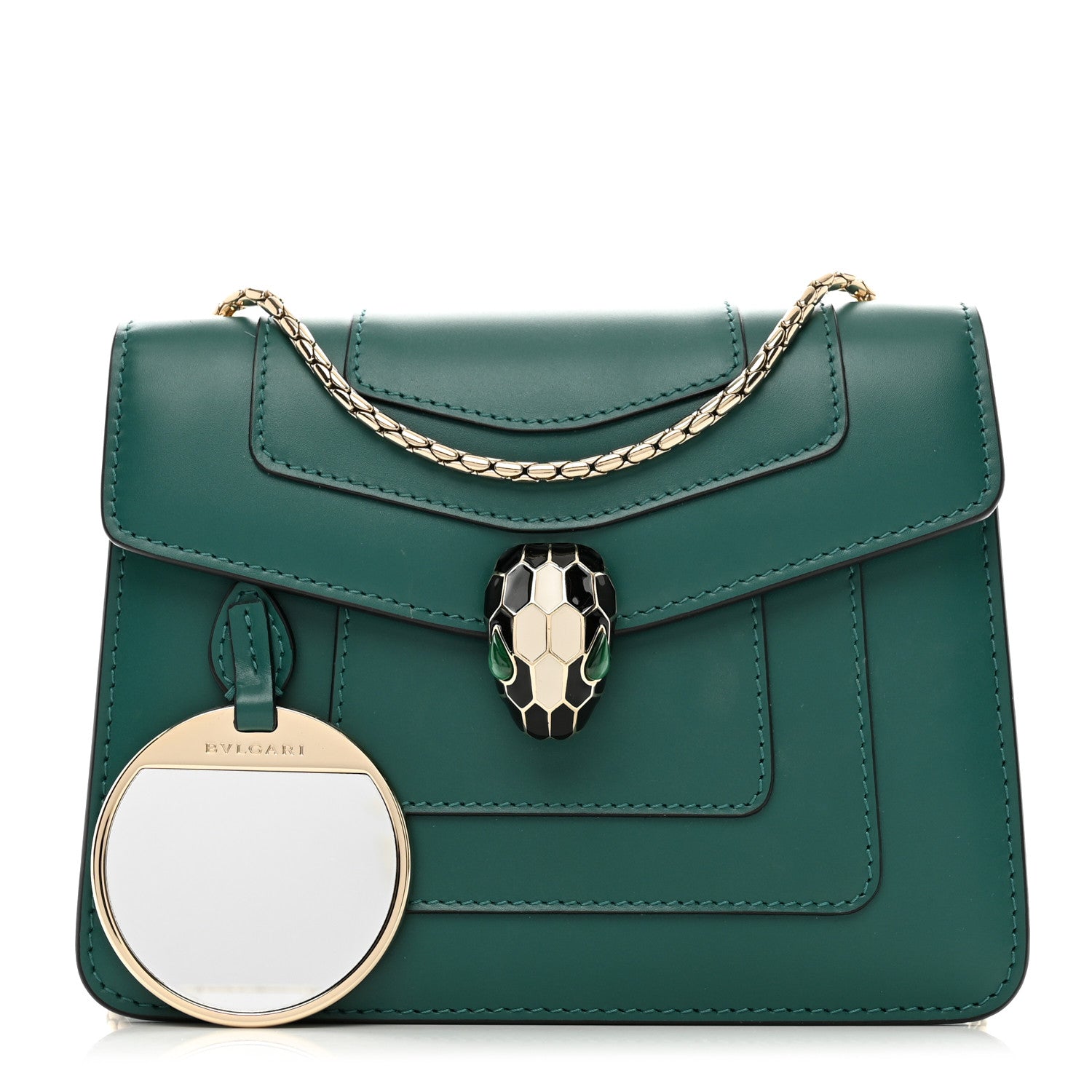 Bulgari Calfskin Small Serpenti Forever Snake Strap Crossbody Bag Emerald Green 1 of 9
