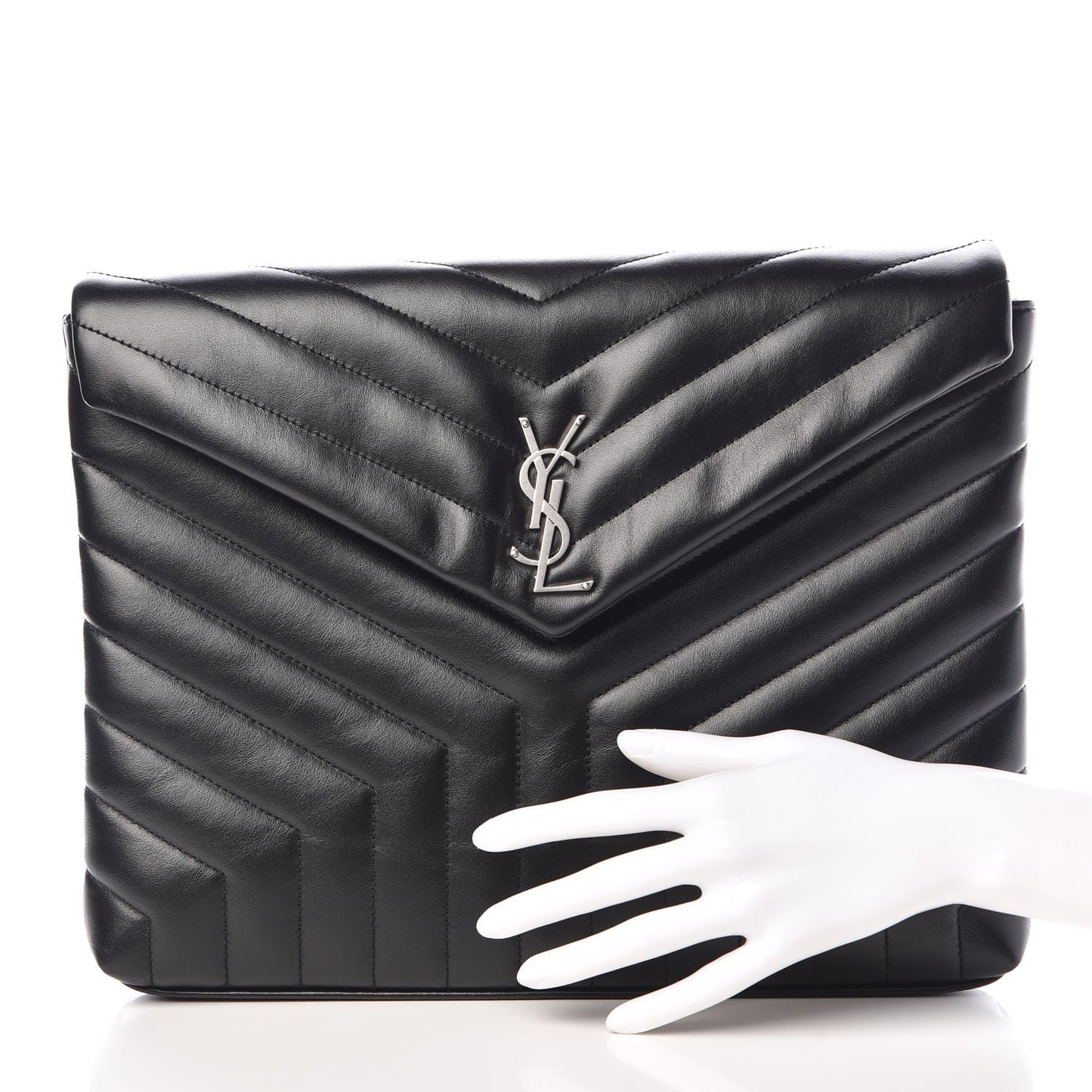 Calfskin Y Quilted Monogram Loulou Document Holder Black